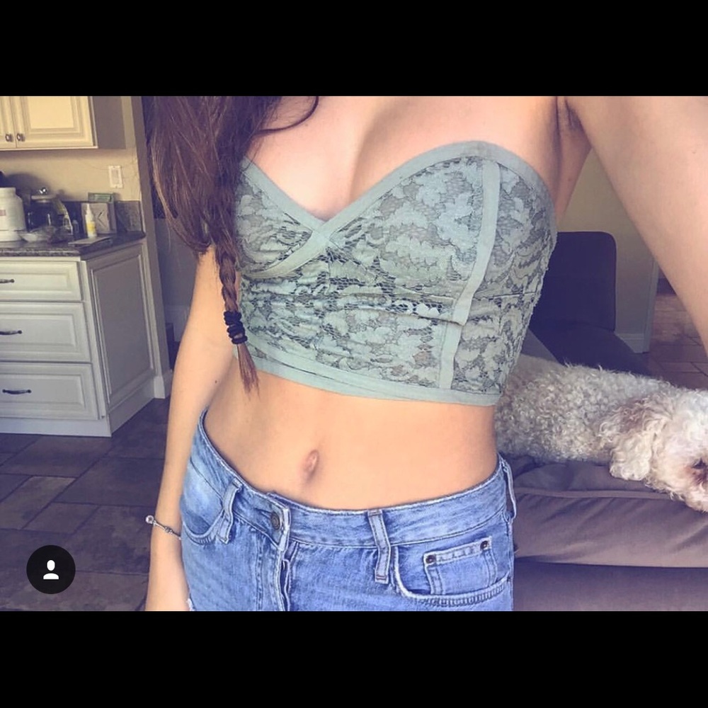 Free people moss green strapless bralette